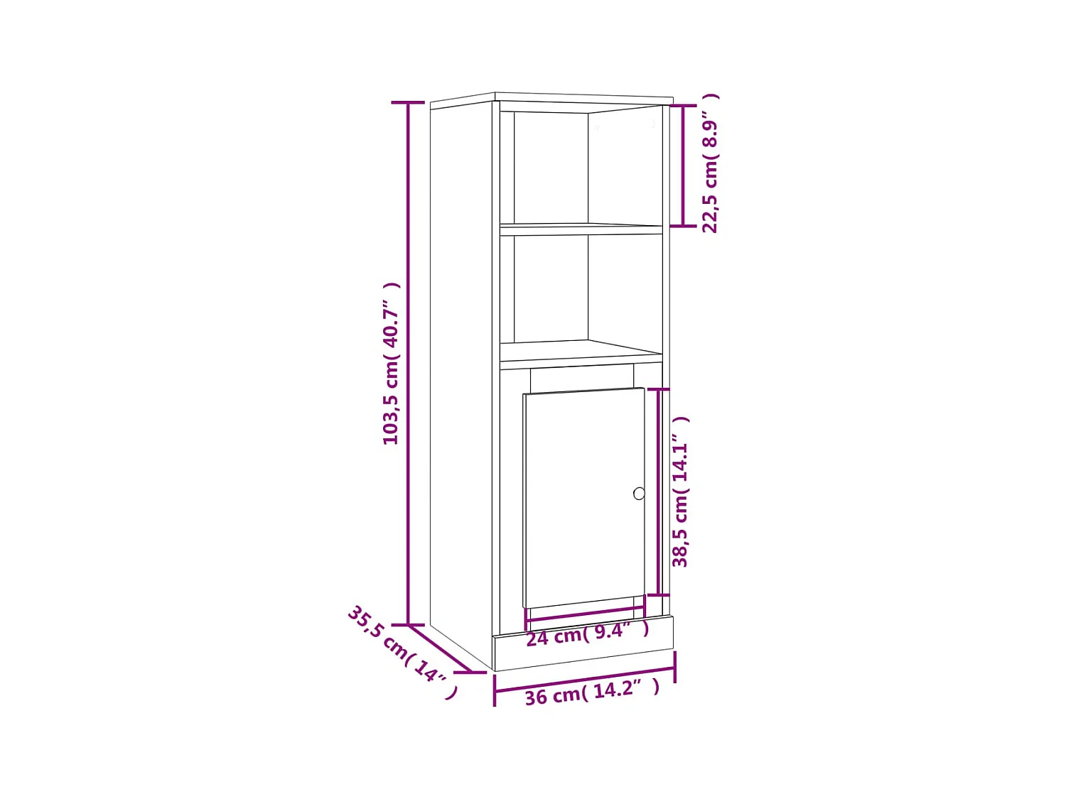 Buffet haut sonoma gris 36x35,5x103,5 cm bois d'ingénierie