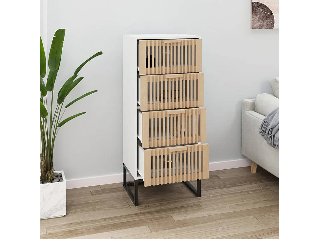 Buffet haut blanc 40x30x95 cm bois d'ingénierie