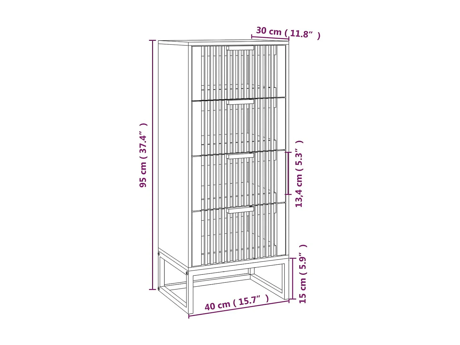 Highboard Weiß 40x30x95 cm Holzwerkstoff