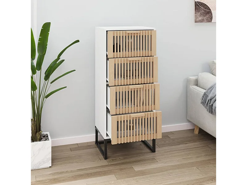 Credenza Bianca 40x30x95 cm in Legno Multistrato