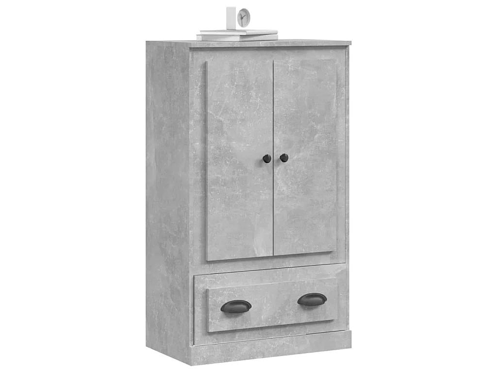 Hoge kast 60x35,5x103,5 cm bewerkt hout betongrijs