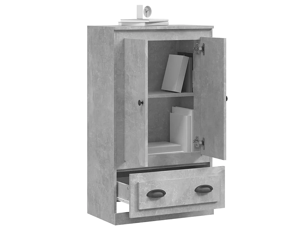 Hoge kast 60x35,5x103,5 cm bewerkt hout betongrijs