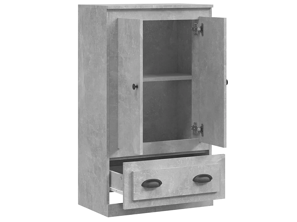 Hoge kast 60x35,5x103,5 cm bewerkt hout betongrijs