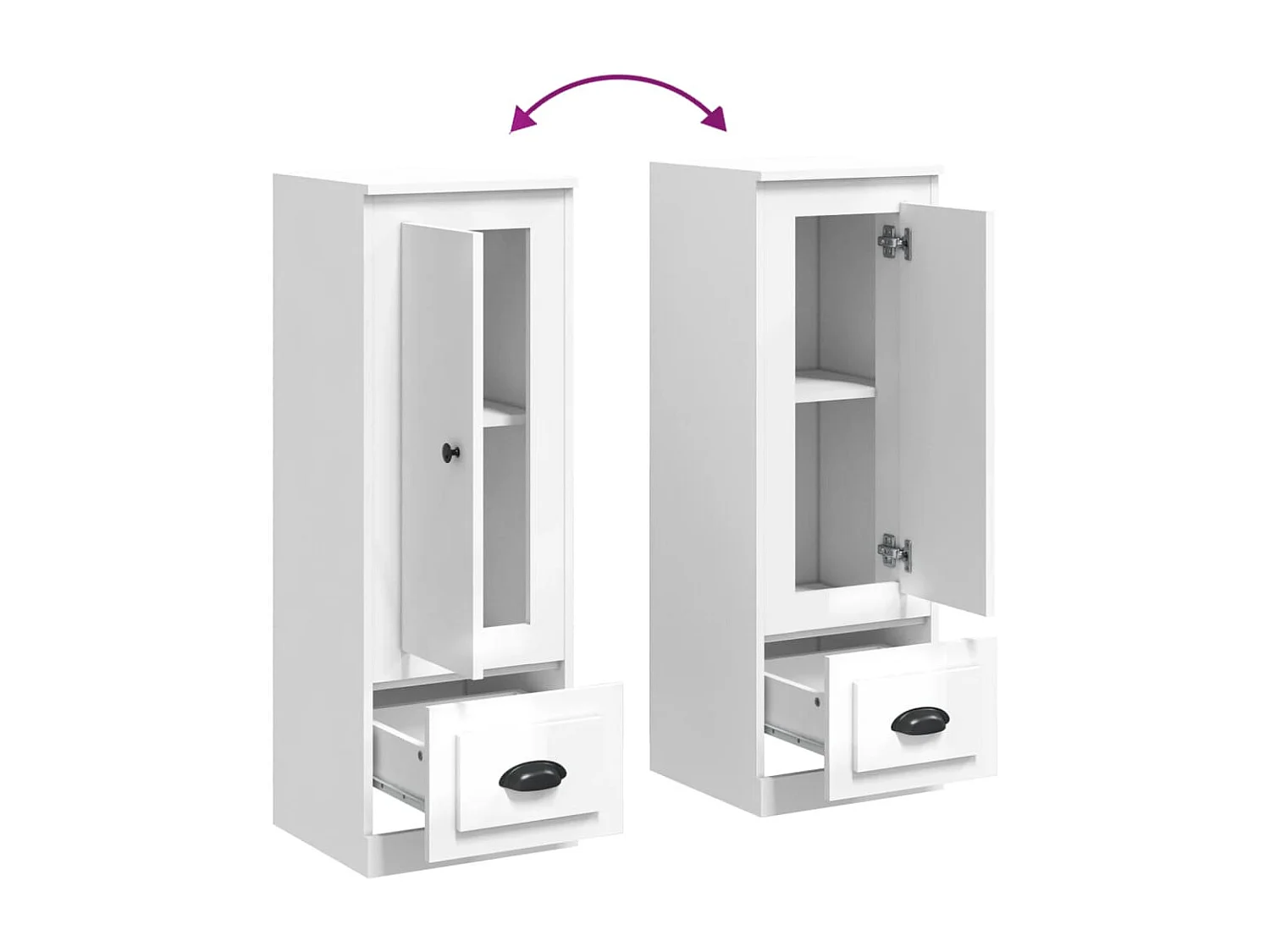 Credenza Bianco Lucido 36x35,5x103,5 cm in Legno Multistrato