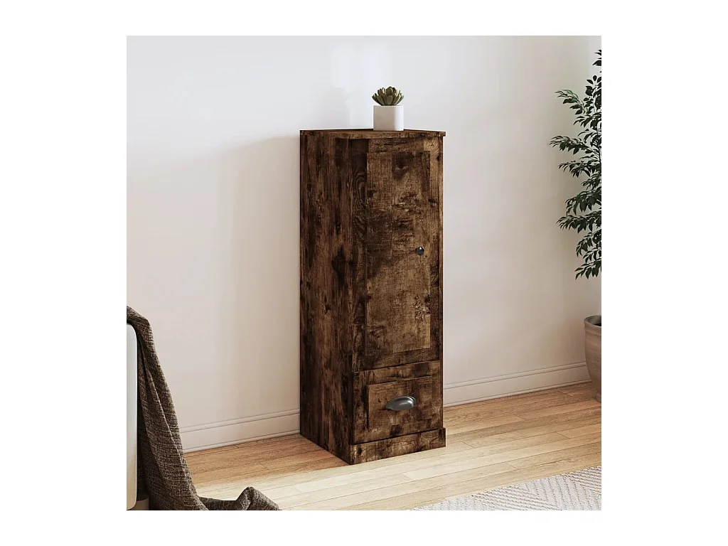 Buffet haut chêne fumé 36x35,5x103,5 cm bois d'ingénierie