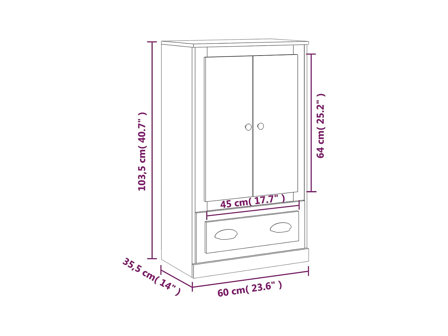 Buffet haut sonoma gris 60x35,5x103,5 cm bois d'ingénierie