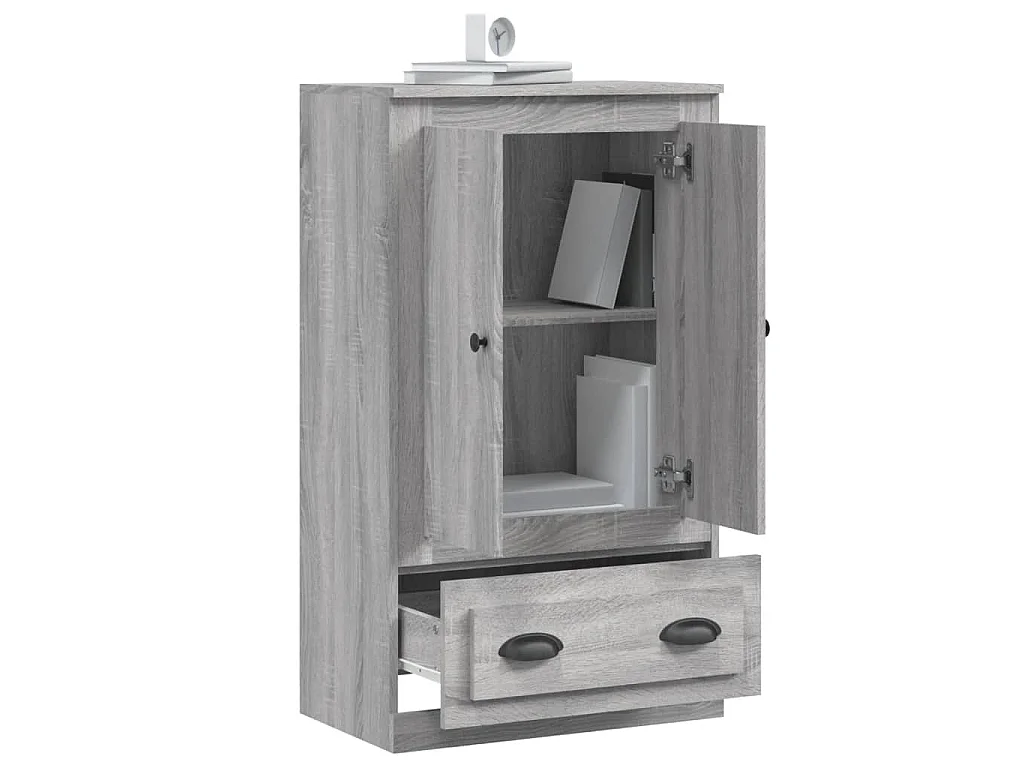 Hoge kast 60x35,5x103,5 cm bewerkt hout grijs sonoma eikenkleur