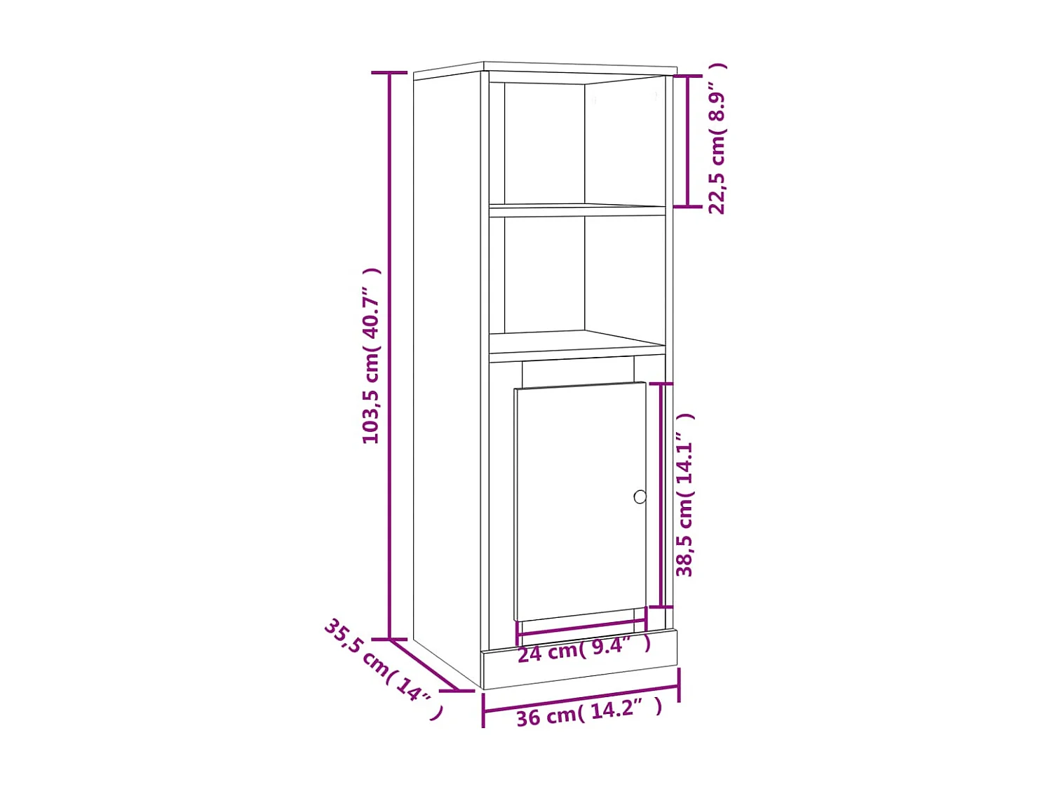 Credenza Grigio Cemento 36x35,5x103,5 cm in Legno Multistrato