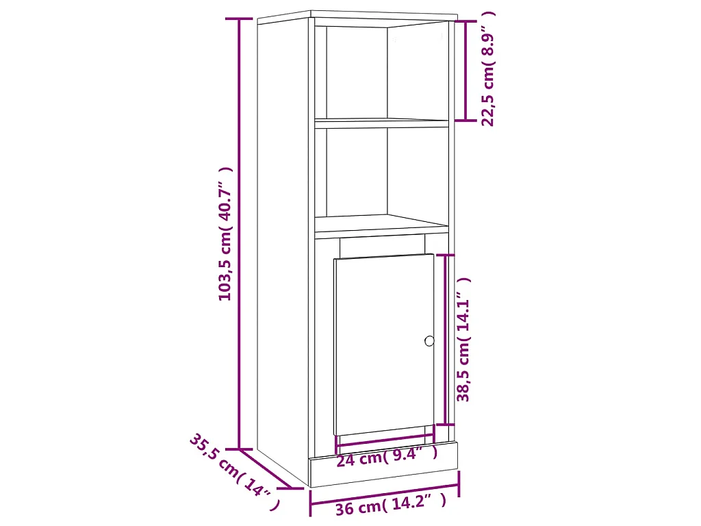 Buffet haut gris béton 36x35,5x103,5 cm bois d'ingénierie