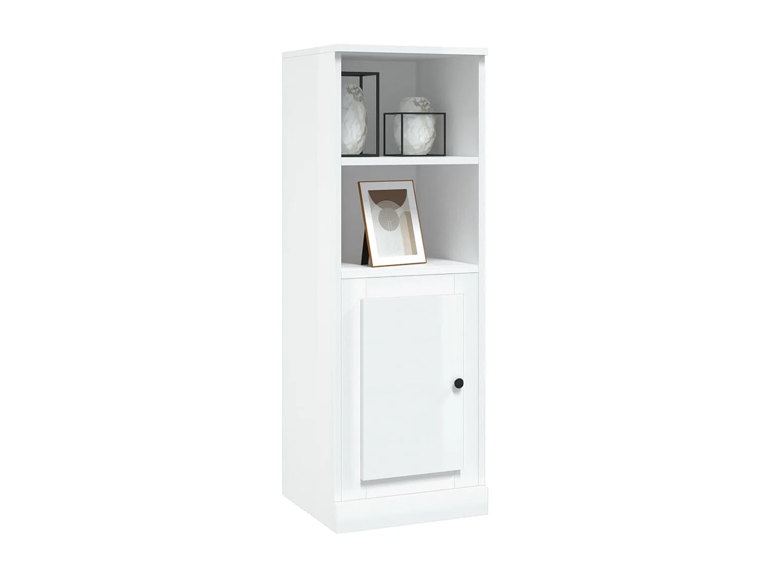 Buffet haut blanc brillant 36x35,5x103,5 cm bois d'ingénierie