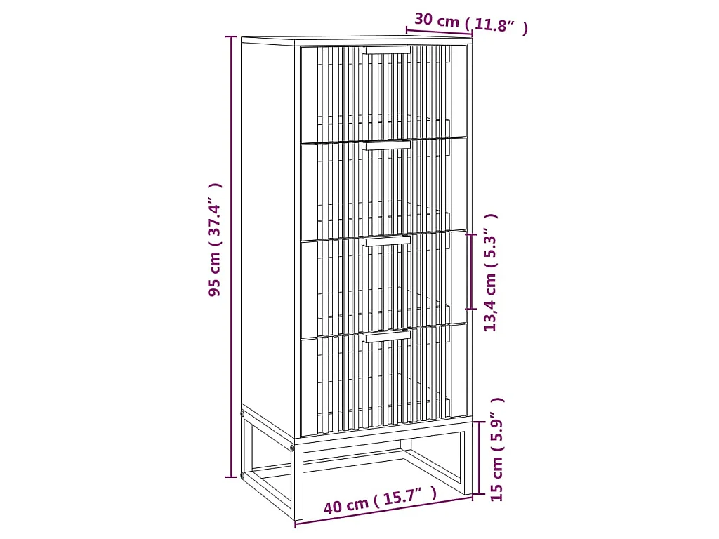 Hoge kast 40x30x95 cm bewerkt hout