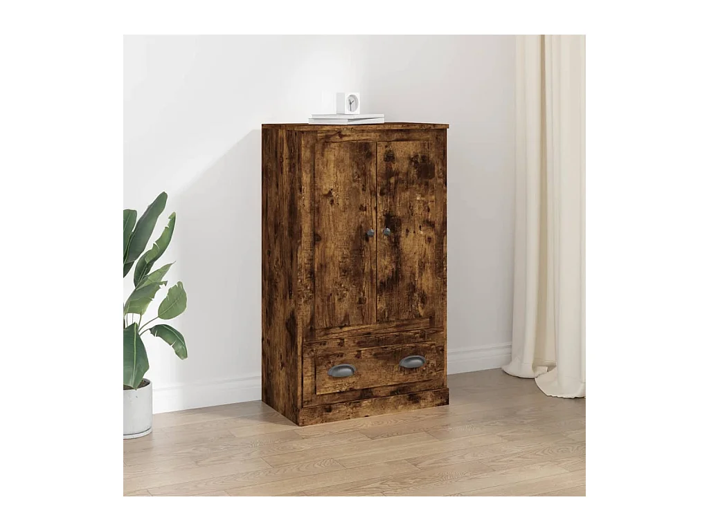 Buffet haut chêne fumé 60x35,5x103,5 cm bois d'ingénierie