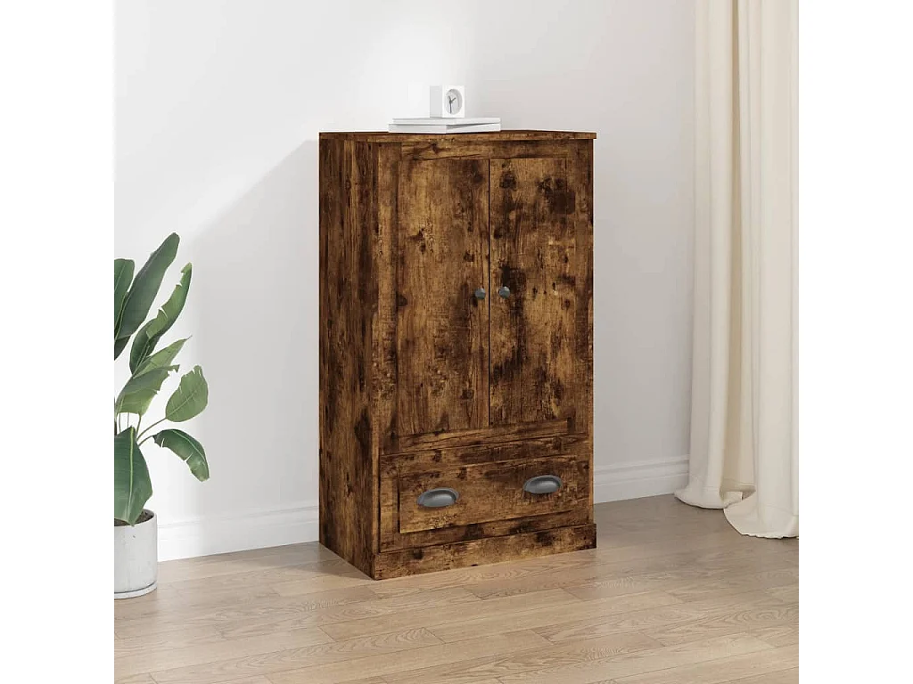 Hoge kast 60x35,5x103,5 cm bewerkt hout gerookt eikenkleurig