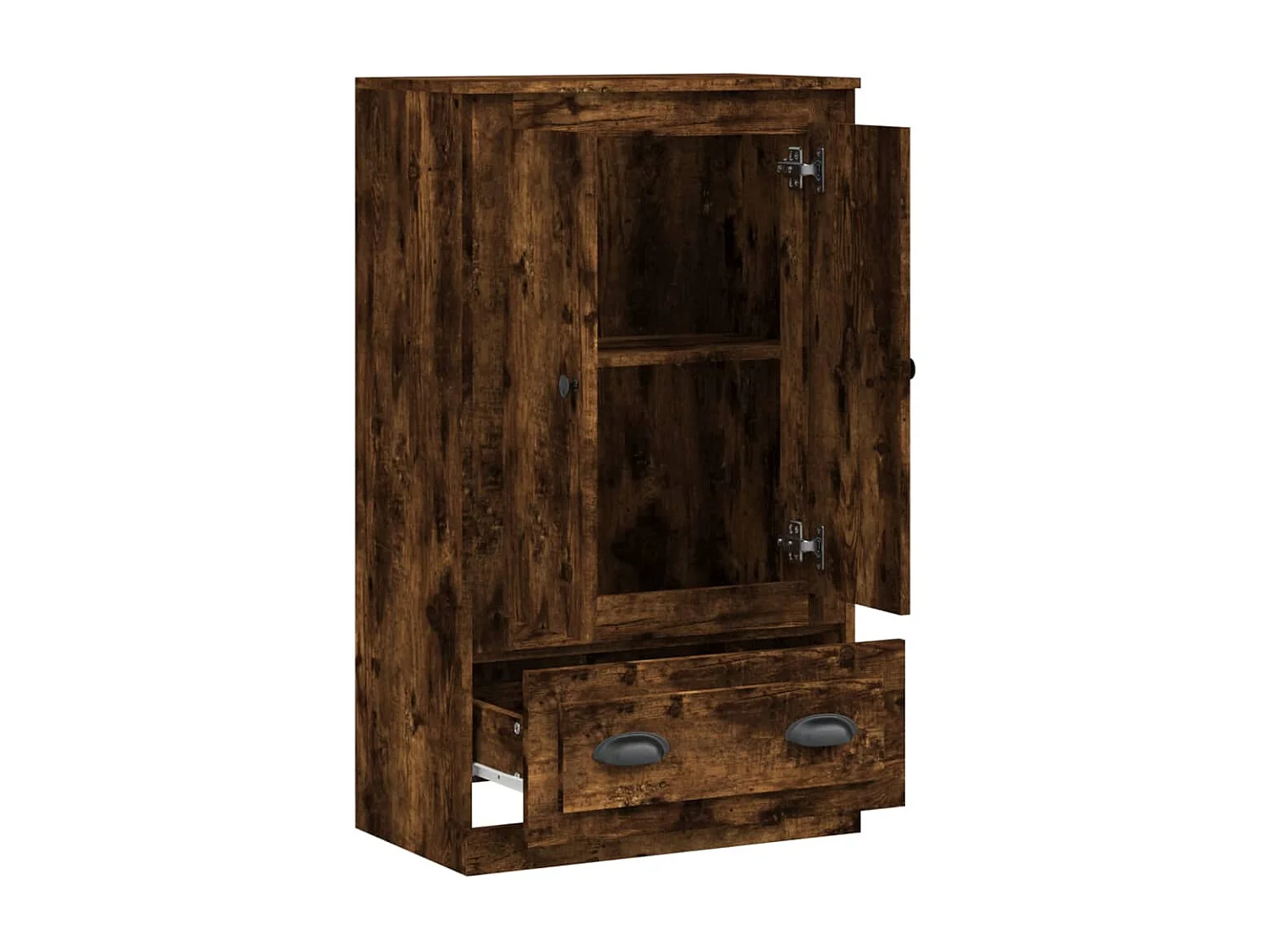 Hoge kast 60x35,5x103,5 cm bewerkt hout gerookt eikenkleurig