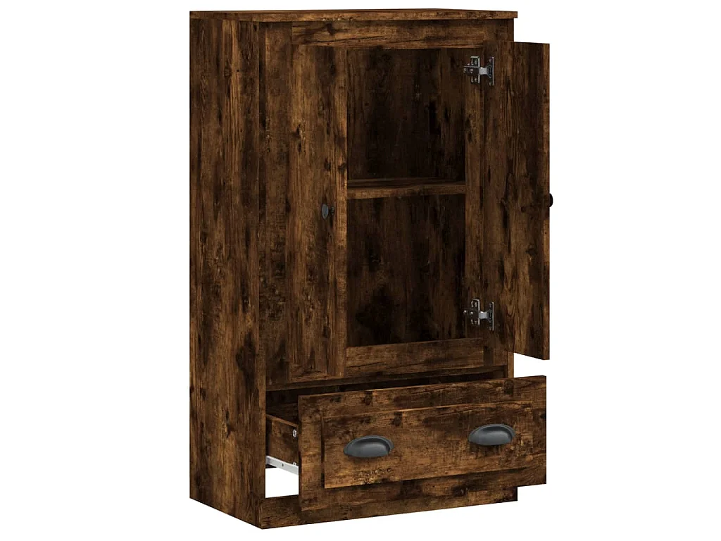 Hoge kast 60x35,5x103,5 cm bewerkt hout gerookt eikenkleurig