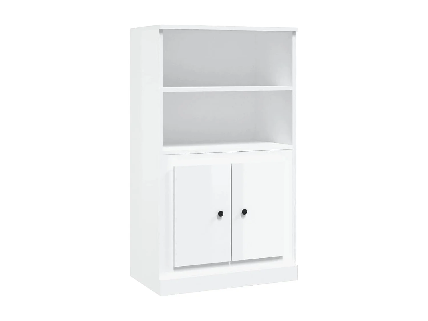 Credenza Bianco Lucido 60x35,5x103,5 cm in Legno Multistrato
