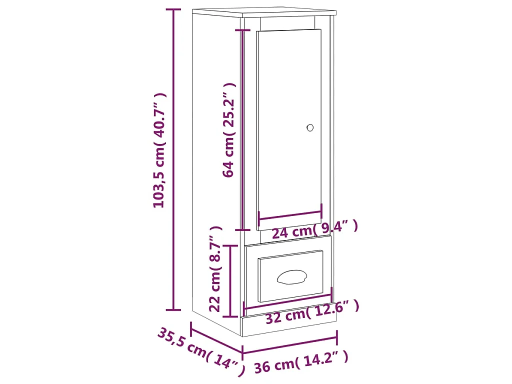 Buffet haut blanc 36x35,5x103,5 cm bois d'ingénierie
