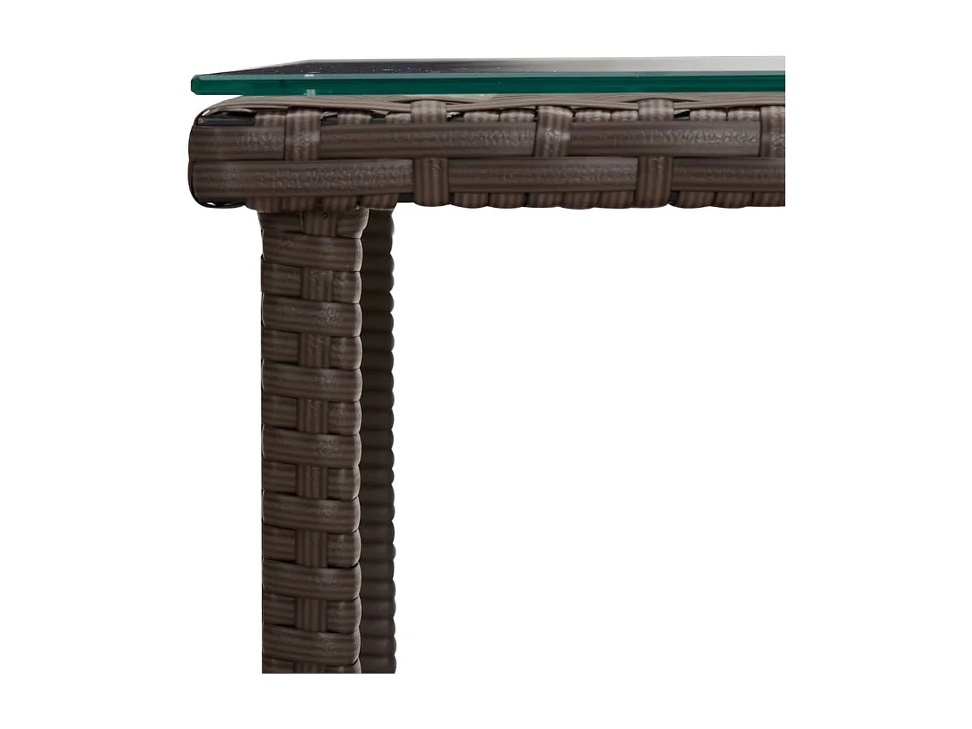 Mesa auxiliar vidrio templado ratán sintético marrón 45x45x45cm
