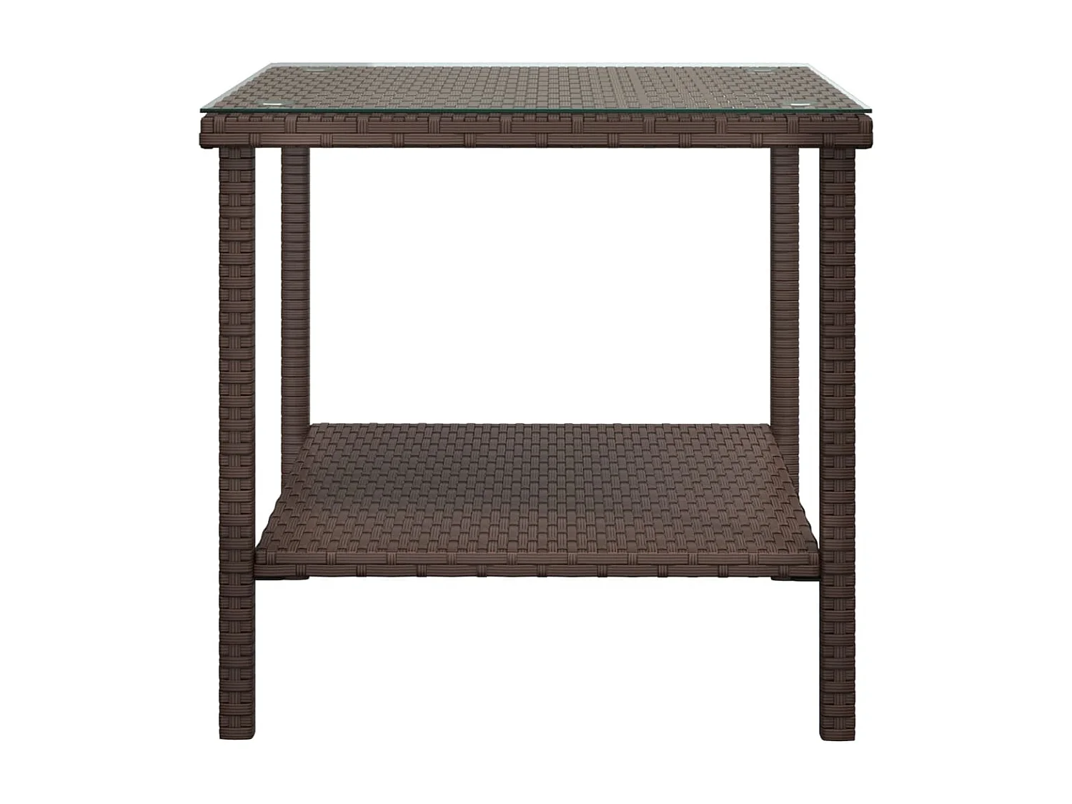 Bijzettafel 45x45x45 cm poly rattan en gehard glas bruin
