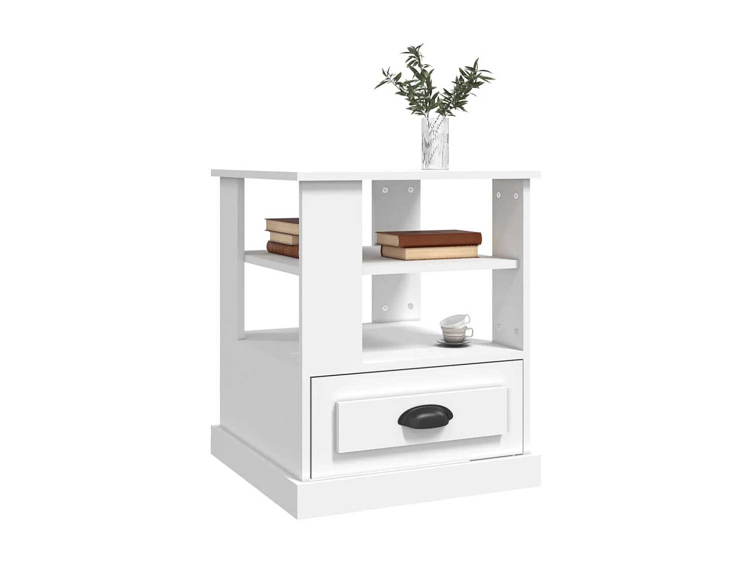 Table d'appoint blanc 50x50x60 cm bois d’ingénierie