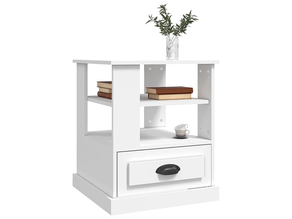 Table d'appoint blanc 50x50x60 cm bois d’ingénierie