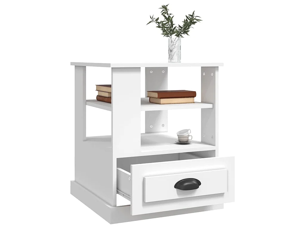 Table d'appoint blanc 50x50x60 cm bois d’ingénierie