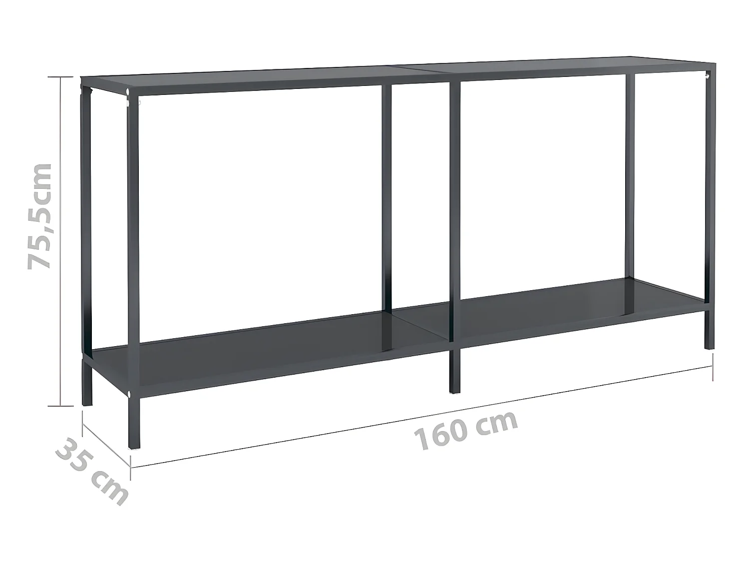 Table console Noir 160x35x75,5 cm Verre trempé