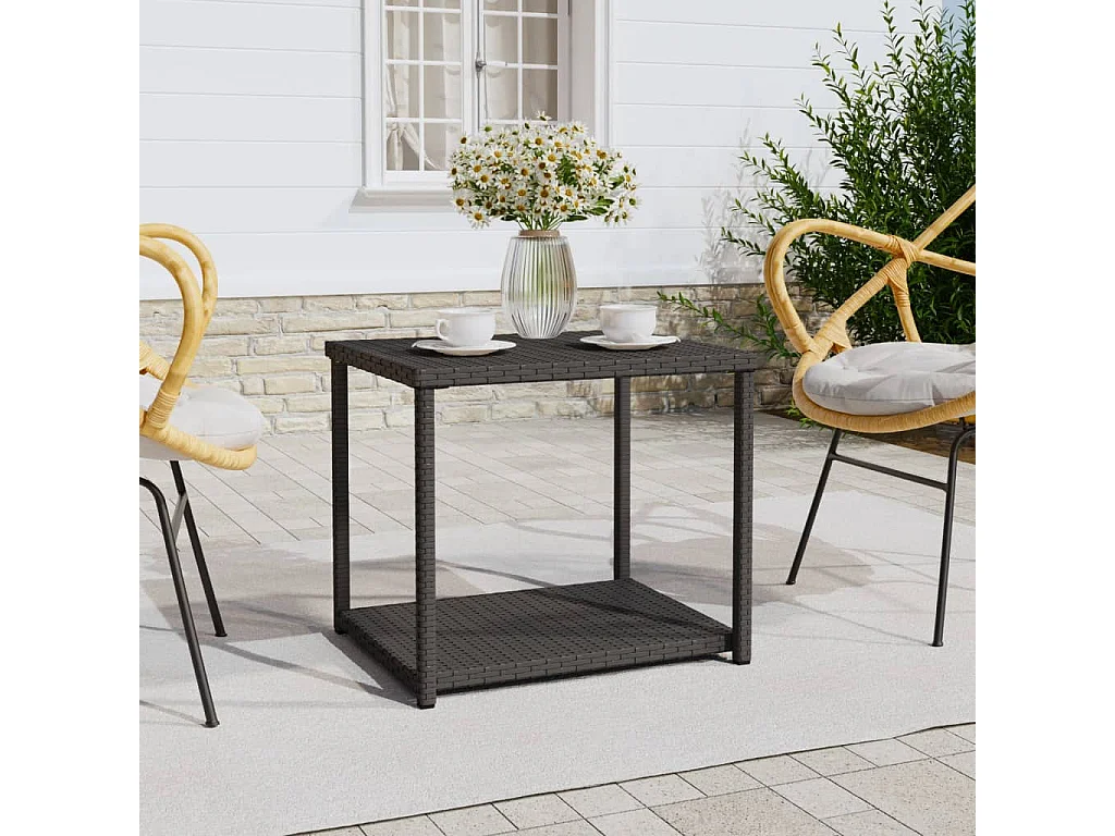 Bijzettafel 55x45x49 cm poly rattan zwart