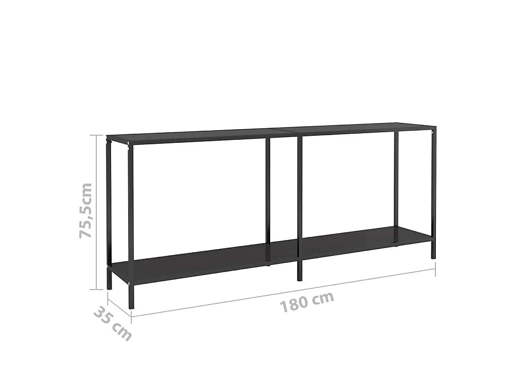 Mesa consola preto 180x35x75,5 cm vidro temperado