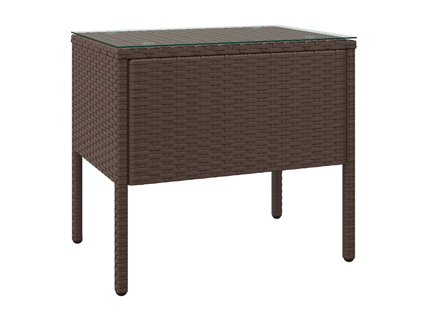 Mesa auxiliar vidrio templado ratán sintético marrón 53x37x48cm