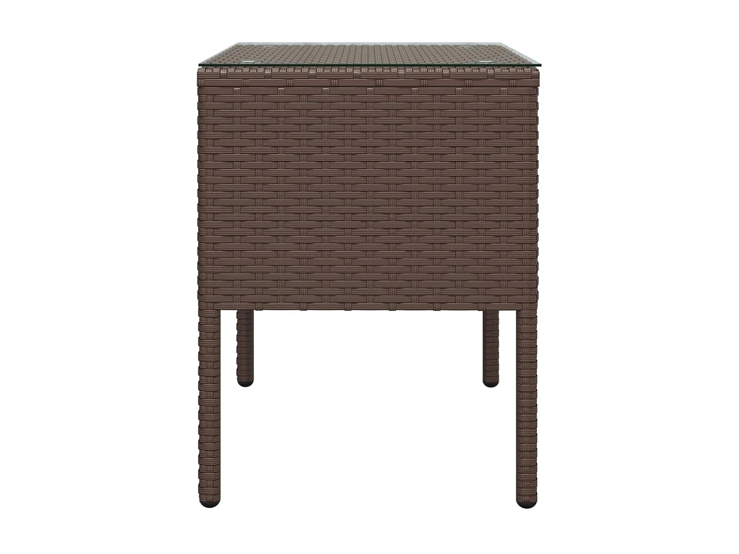Mesa auxiliar vidrio templado ratán sintético marrón 53x37x48cm