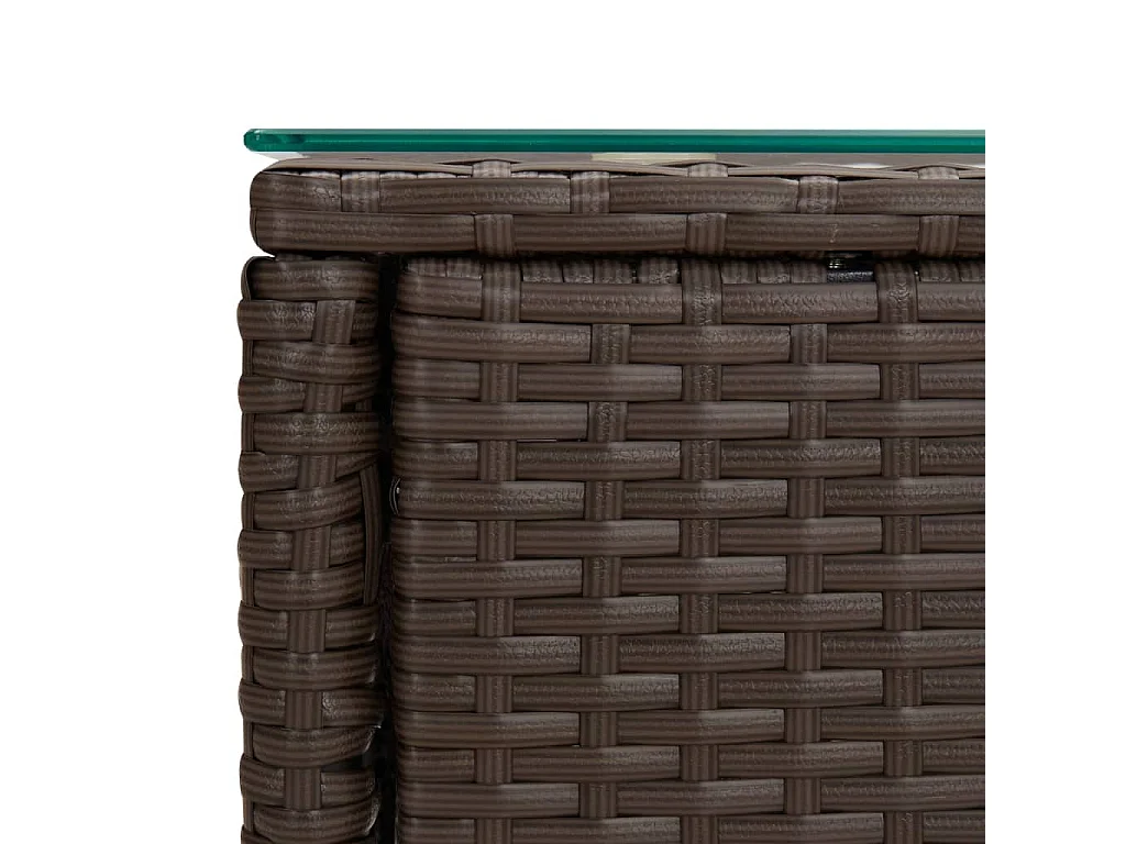 Mesa auxiliar vidrio templado ratán sintético marrón 53x37x48cm