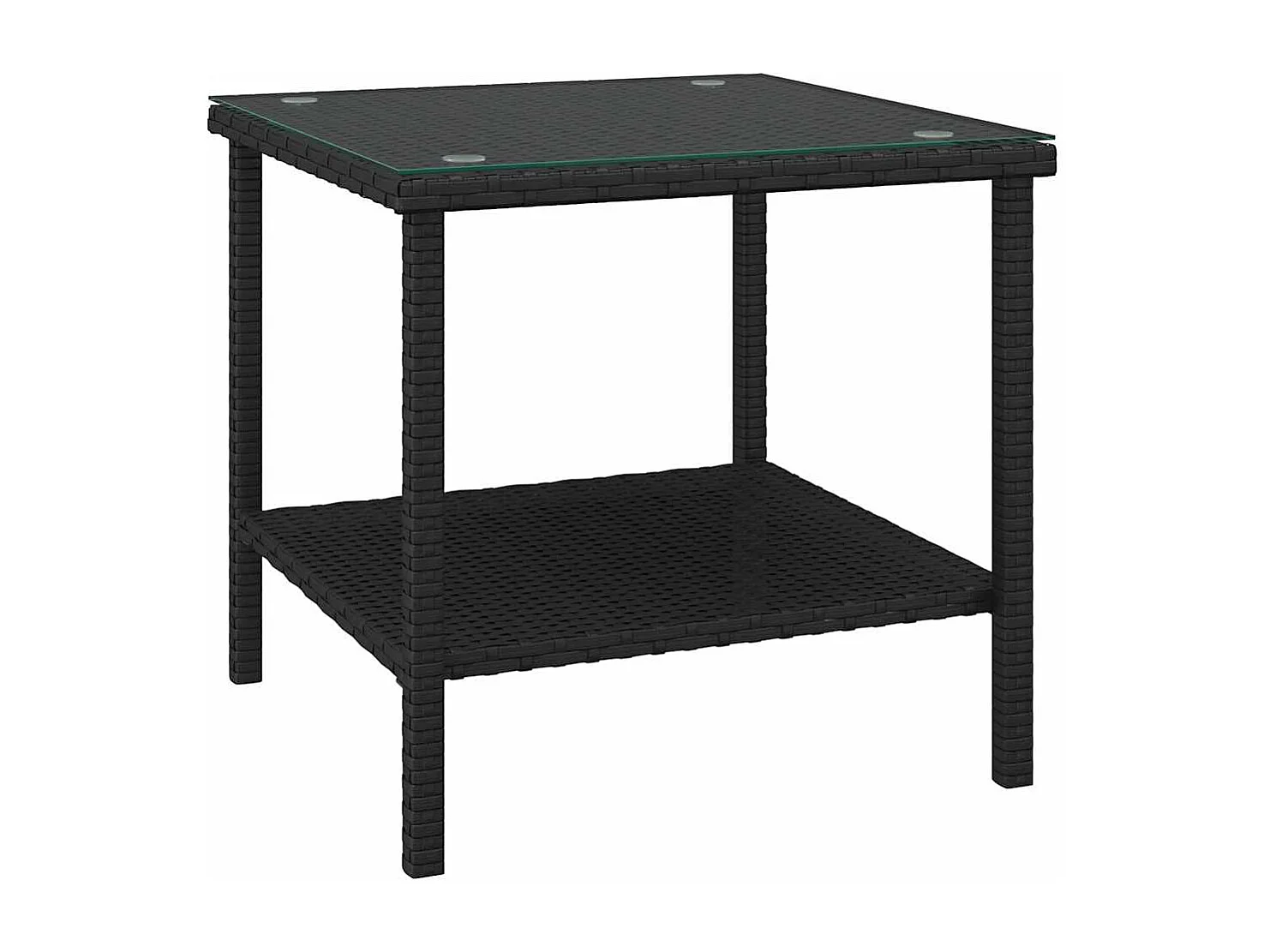 Beistelltisch Schwarz 45x45x45 cm Poly Rattan und Hartglas