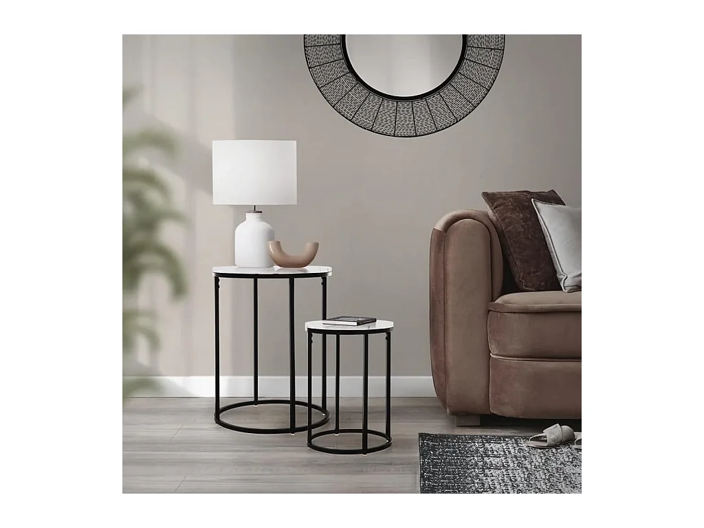 Ensemble de tables d'appoint 2 pcs blanc