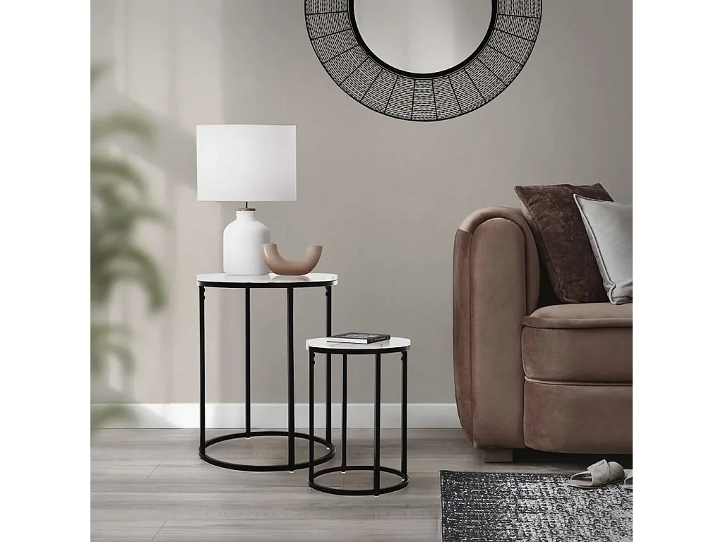 Ensemble de tables d'appoint 2 pcs blanc