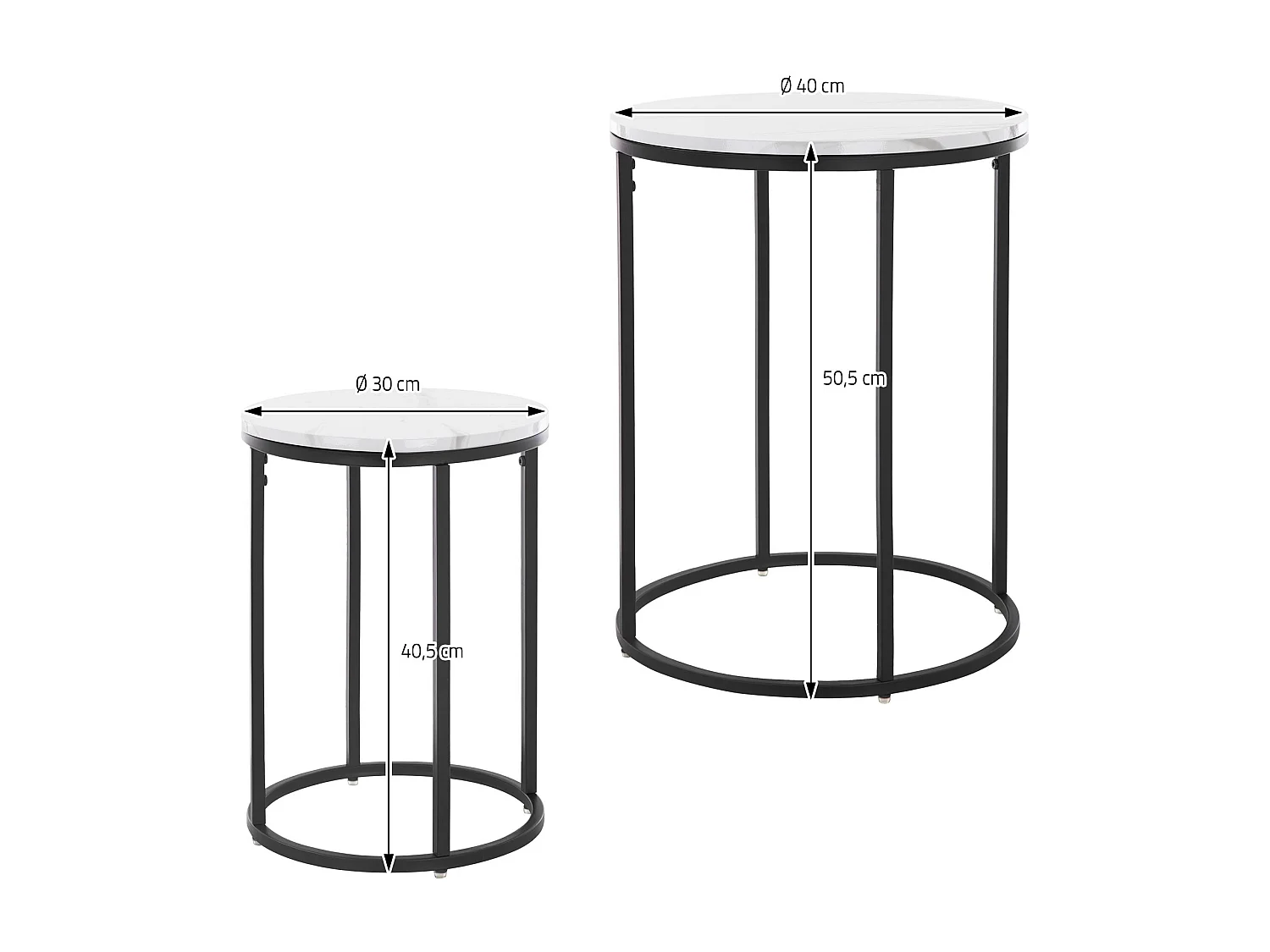 Ensemble de tables d'appoint 2 pcs blanc