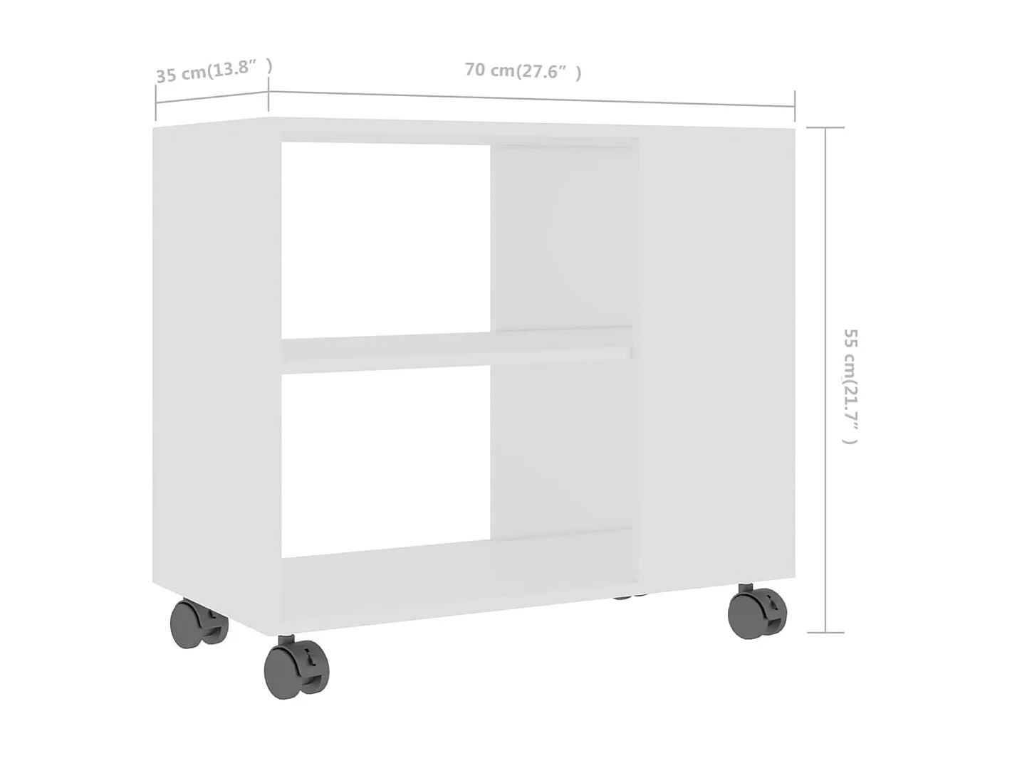 Mesa de apoio 70x35x55 cm madeira processada branco