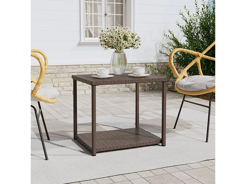 Bijzettafel 55x45x49 cm poly rattan bruin