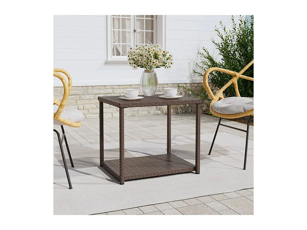 Table d'appoint marron 55x45x49 cm résine tressée
