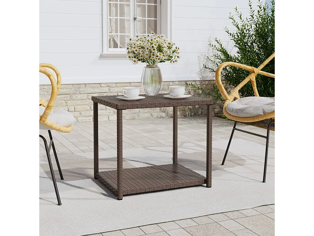 Table d'appoint marron 55x45x49 cm résine tressée