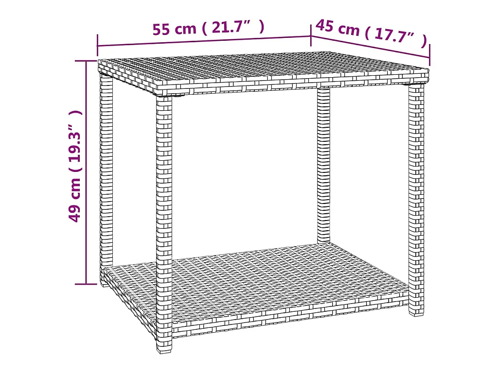 Tavolino Marrone 55x45x49 cm in Polyrattan