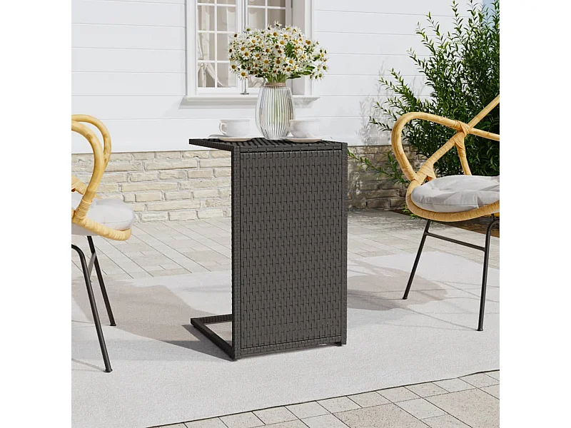 Mesa em C 40x35x60 cm vime PE preto