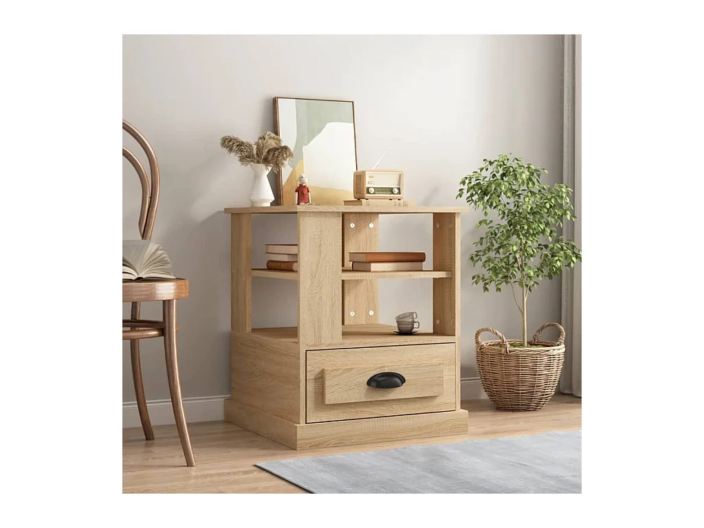 Table d'appoint chêne sonoma 50x50x60 cm bois d'ingénierie