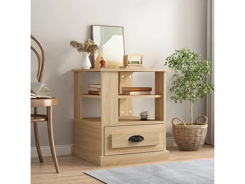 Bijzettafel 50x50x60 cm bewerkt hout sonoma eikenkleurig