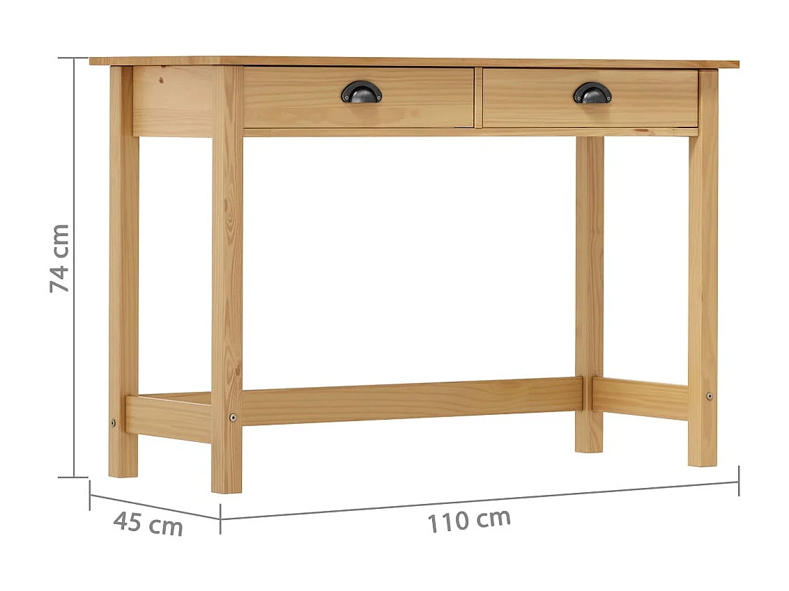 Mesa consola Hill c/ 2 gavetas 110x45x74 cm pinho maciço