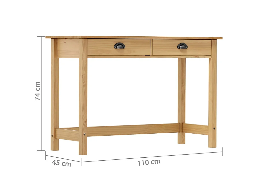Konsolentisch Hill mit 2 Schubladen 110×45×74 cm Kiefernholz