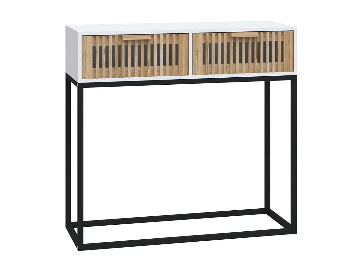 Wandtafel 80x30x75 cm bewerkt hout en ijzer wit