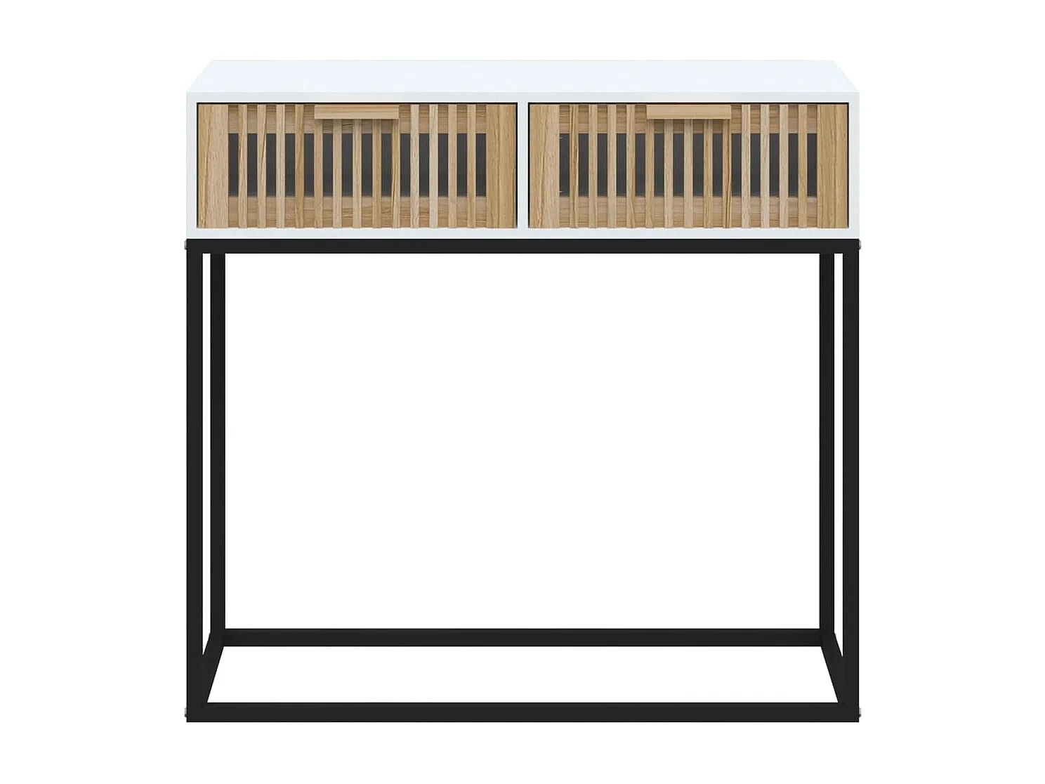 Wandtafel 80x30x75 cm bewerkt hout en ijzer wit
