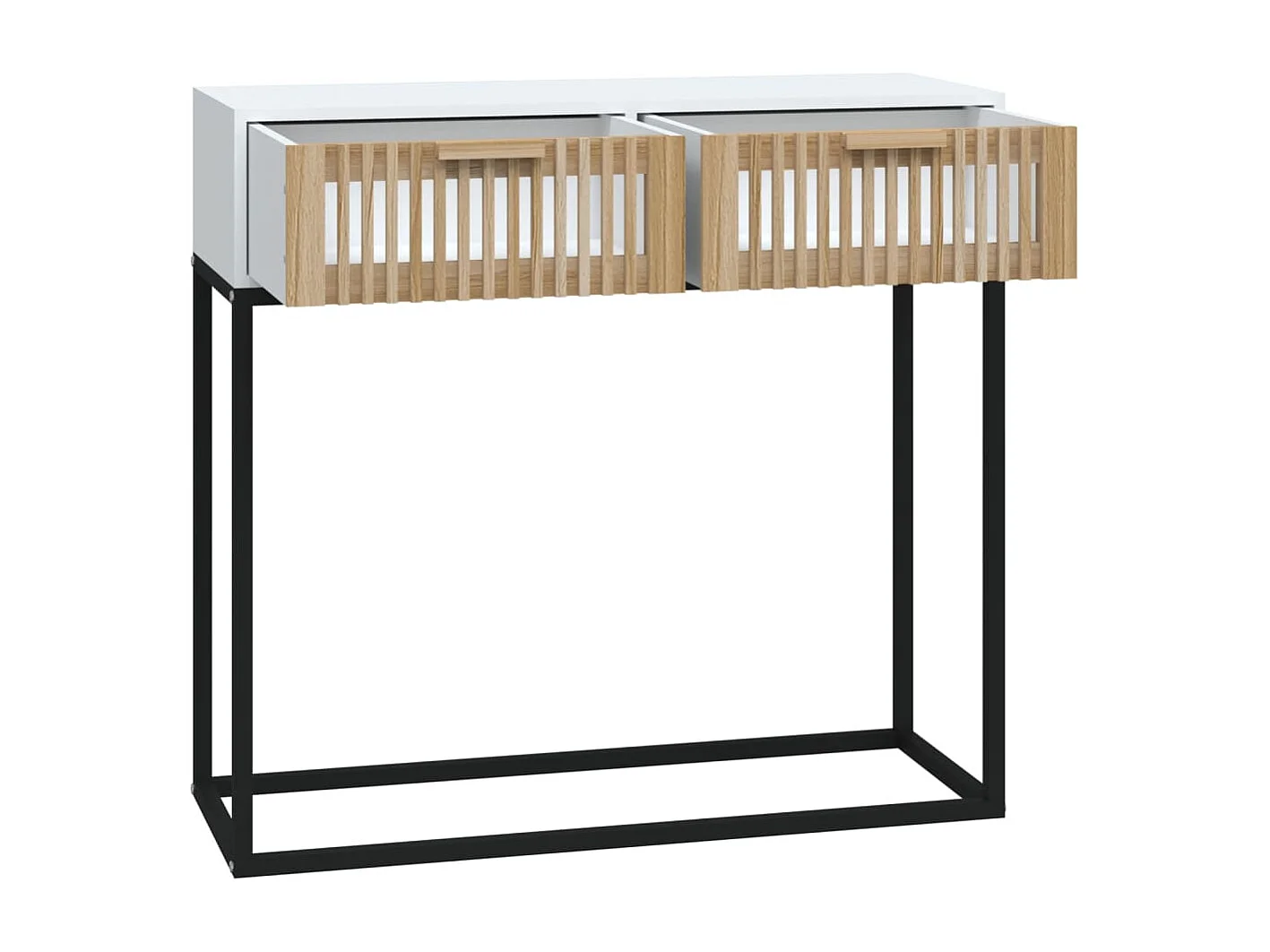 Table console blanc 80x30x75 cm bois d'ingénierie et fer