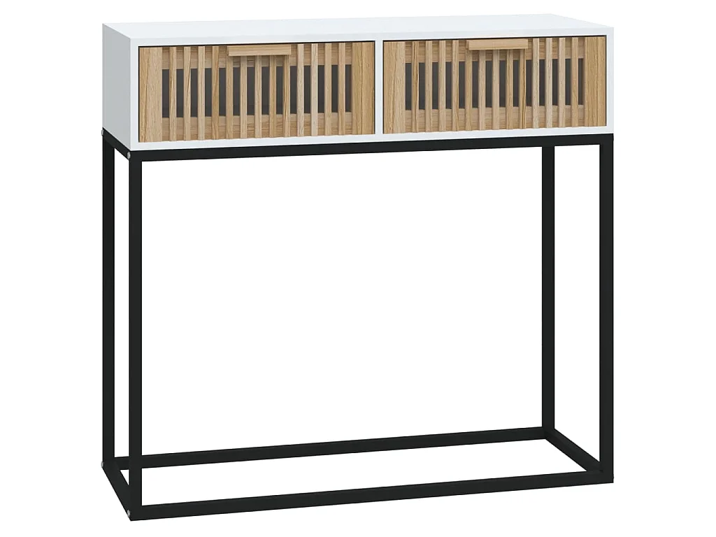 Mesa consola hierro y madera contrachapada blanco 80x30x75 cm